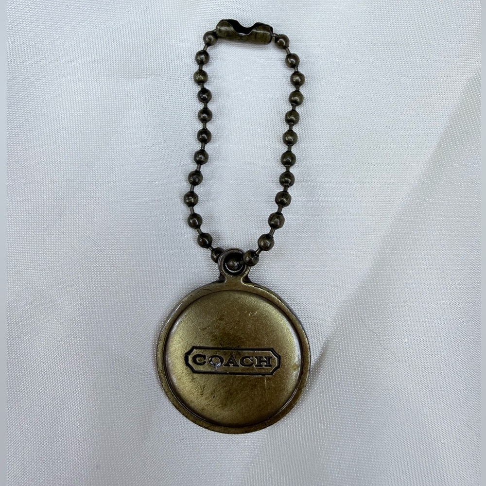 Coach Button Antique Brass Hangtag. Double sided